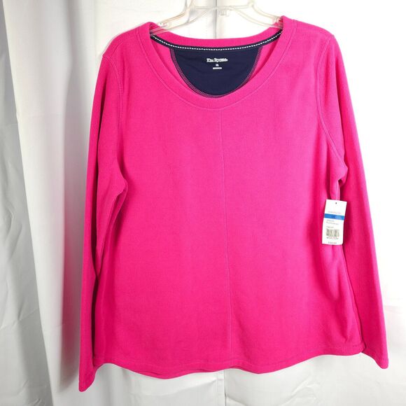 NWT Kim Rogers Womens XL Pink Fleece Crewneck Pullover Sweater - Picture 1 of 8